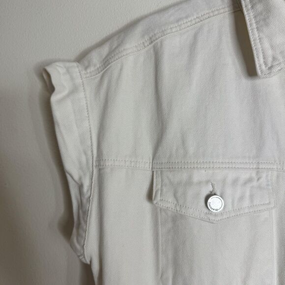 BLANKNYC Romper Womens Medium Off White Denim Short Sleeve Button Front Pockets - Picture 5 of 10